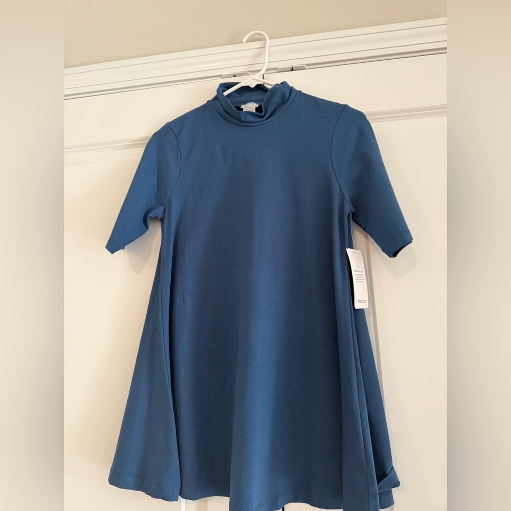 NWT Chico's Touch Of Cool Elbow SLV Mock Tunic 00/ XS US deep indigo